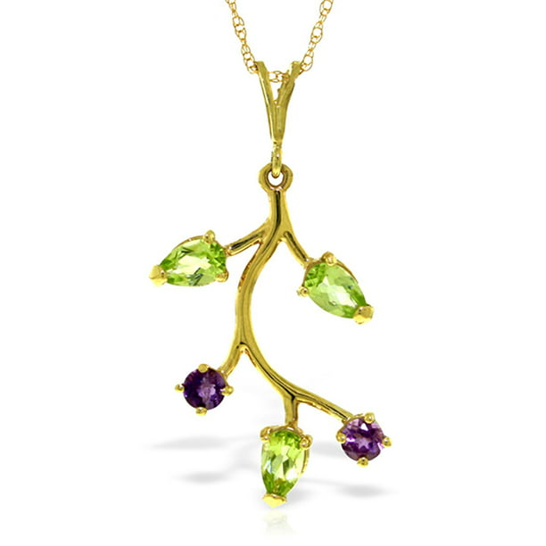 Citrine Peridot with 22 Inch Chain Length ALARRI 2.4 Carat 14K Solid Gold Necklace Blue Topaz 